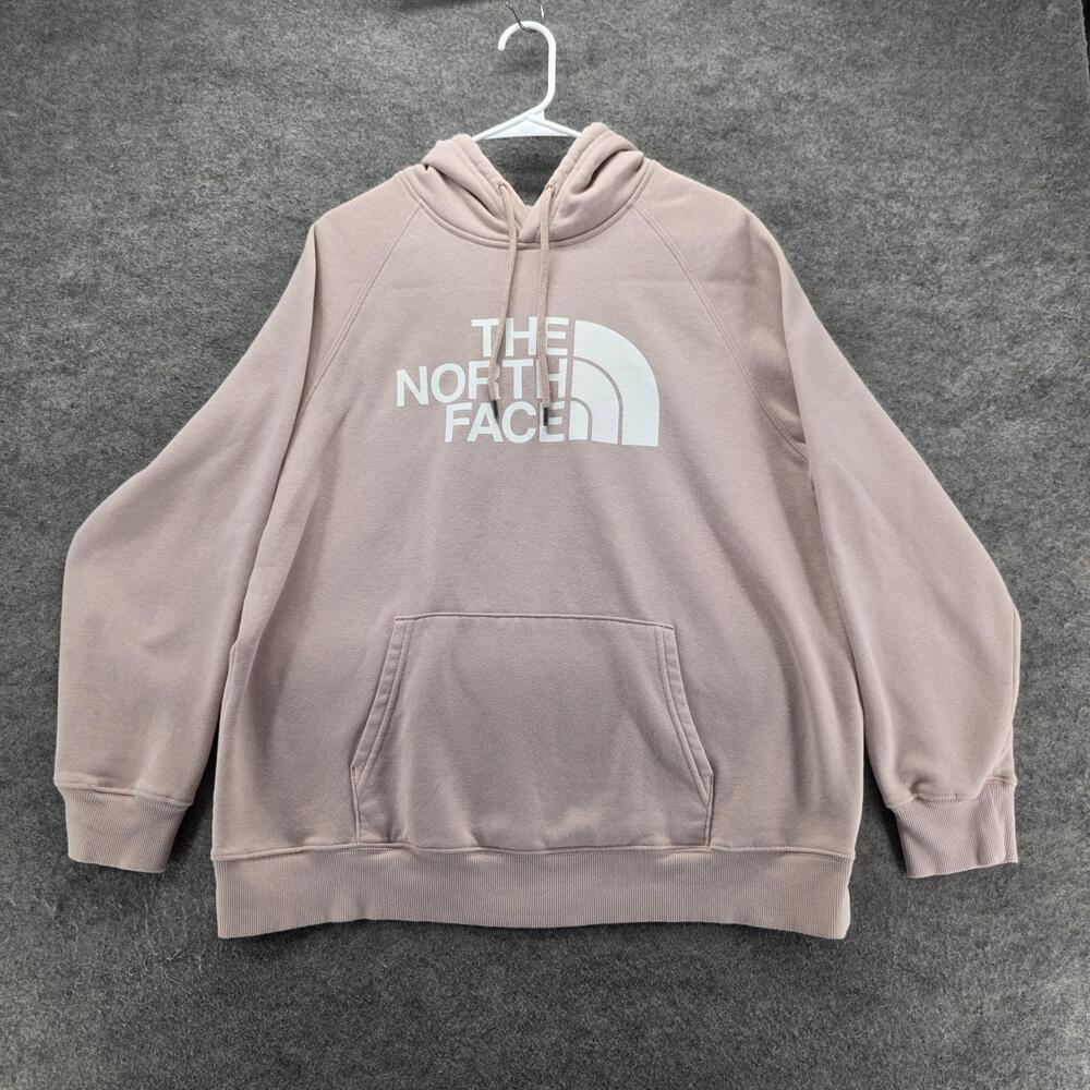 The North Face Hoodie Womens XL Pink Pullover Hooded Pockets Fleece Logo